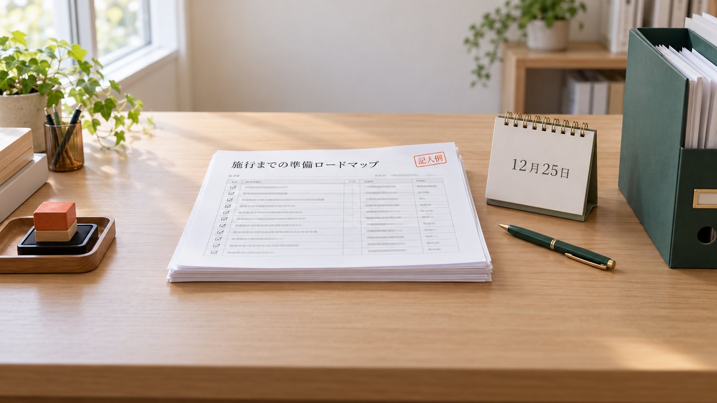 施行までのロードマップと情報管理規程の判断表