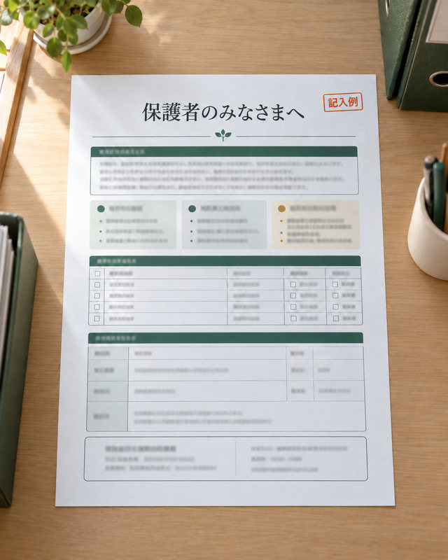 保護者向け周知資料の記入例