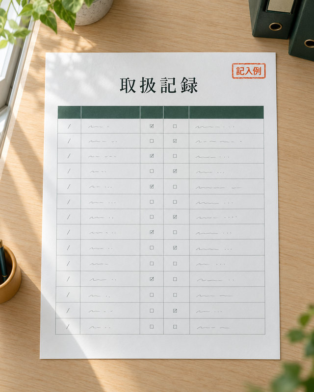 取扱記録の記入例